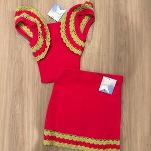 Majorelle crochet crop top and skirt set